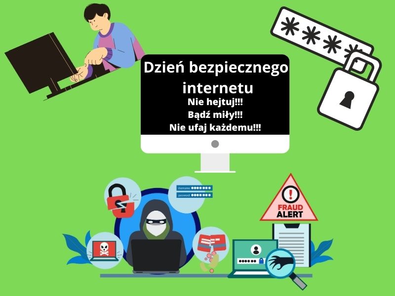 Prace uczniów z okazji Dnia Bezpiecznego Internetu.