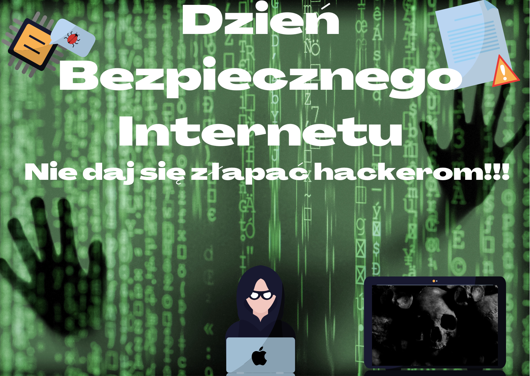 Prace uczniów z okazji Dnia Bezpiecznego Internetu.