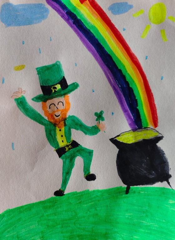 Praca plastyczna. Skrzat irlandzki Leprechaun - II miejsce w konkursie z okazji Dnia św. Patryka 2024