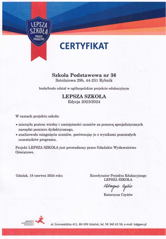 Ogólnopolski projekt edukacyjny „Lepsza Szkoła” 