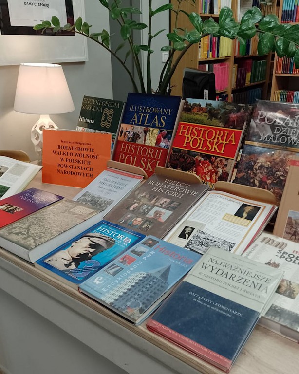 Kadr z biblioteki -książki o niepodległości.