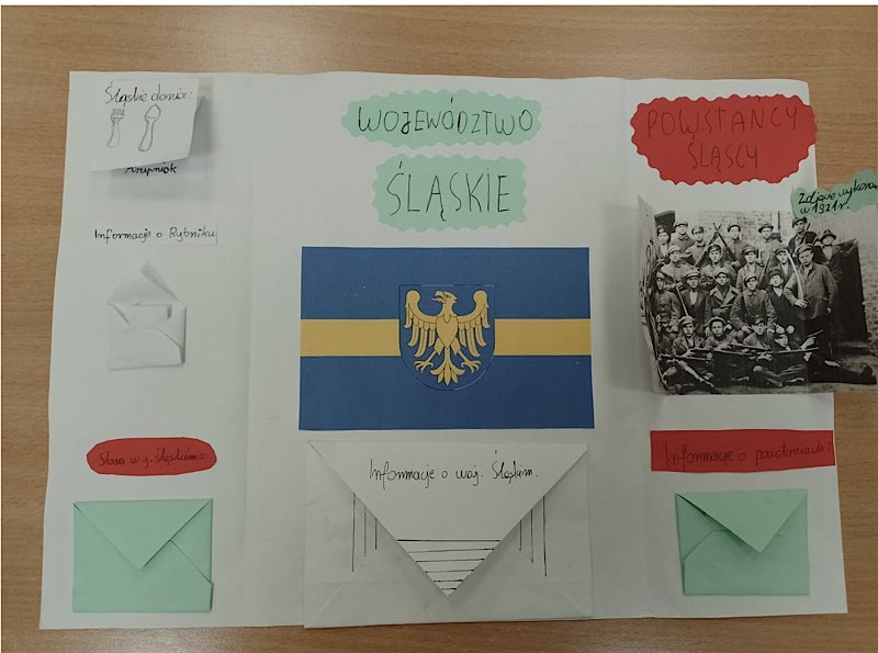Kadr z zajęć-plakat o śląskich tradycjach.