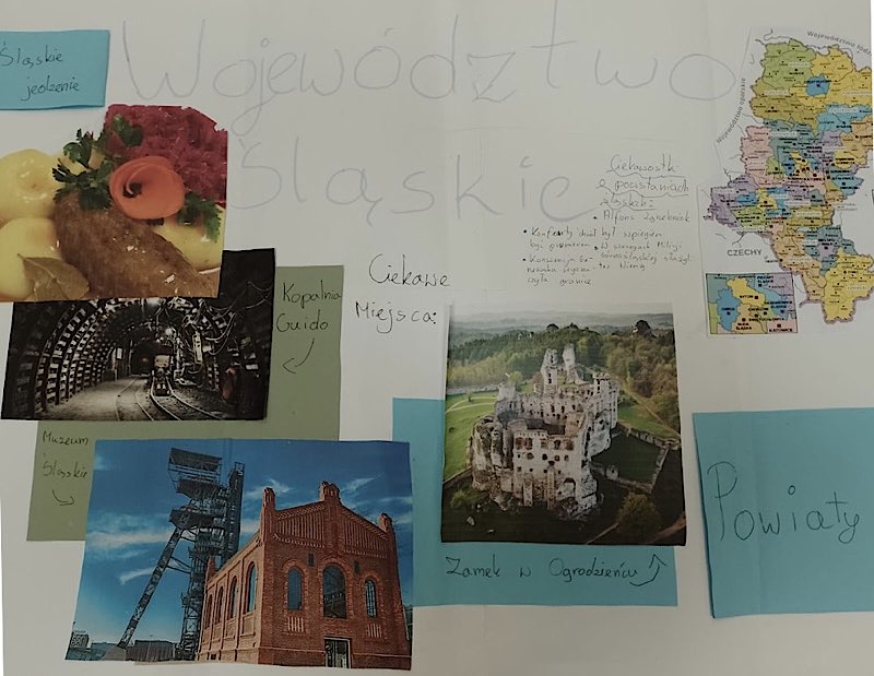 Kadr z zajęć-plakat o śląskich tradycjach.