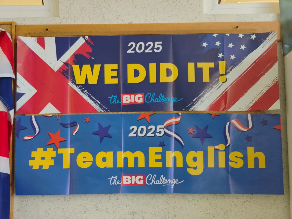 Konkurs The Big Challenge 2025. Slajd przedstawia plakat i hasła konkursowe.