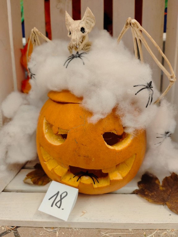 Konkurs na lampion z dyni 2025. The Best Pumpkin Lantern 2025. Wystawa prac konkursowych uczniów.