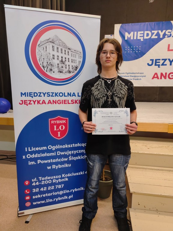 Występ ucznia SP36 w XVI Międzyszkolnej Lidze Języka Angielskiego 2026 w ILO w Rybniku