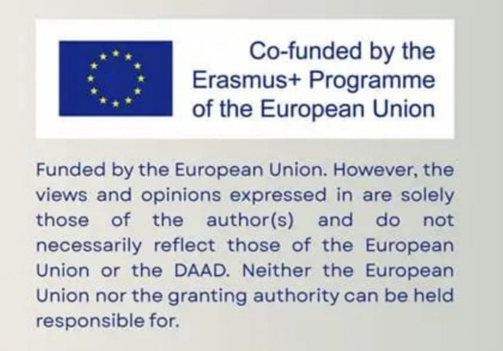 Logo programu Erasmus+ współfinansowanego przez Unię Europejską oraz informacja o finansowaniu projektu.