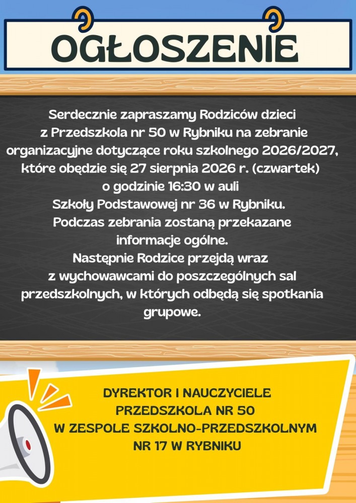 Informacja o zebraniu dla dzieci 