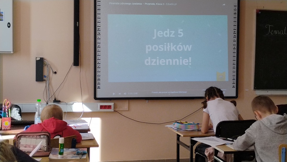 Zajęcia edukacyjne w klasie 2b na temat zdrowego odżywiania.