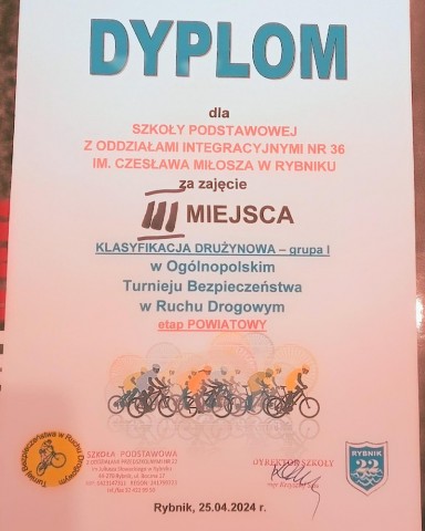 dyplom z konkursu.