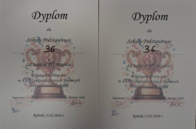 Dyplomy za zajęcie III miejsca.