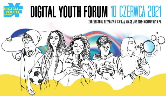 Obraz przedstawia plakat wydarzenia Digital Youth Forum