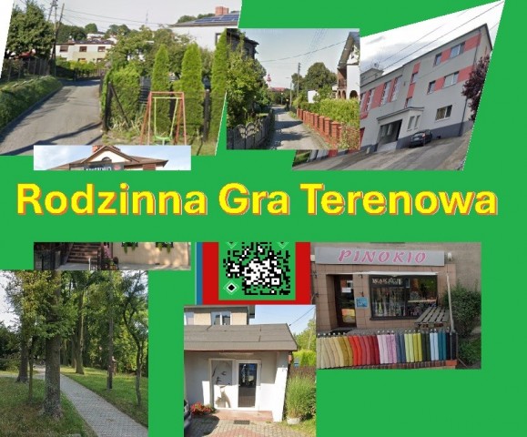 Na zdjęciu widać napis "Rodzinna Gra Terenowa" oraz miejsca, które mijali uczestnicy gry. 
