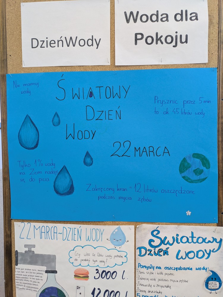 Obchody Dnia Wody w SP36. Plakat wykonany przez uczniów.